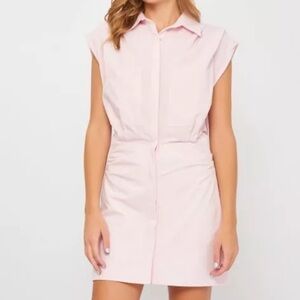 ZARA Womens Pink Buttoned Tie Front Mini Dress